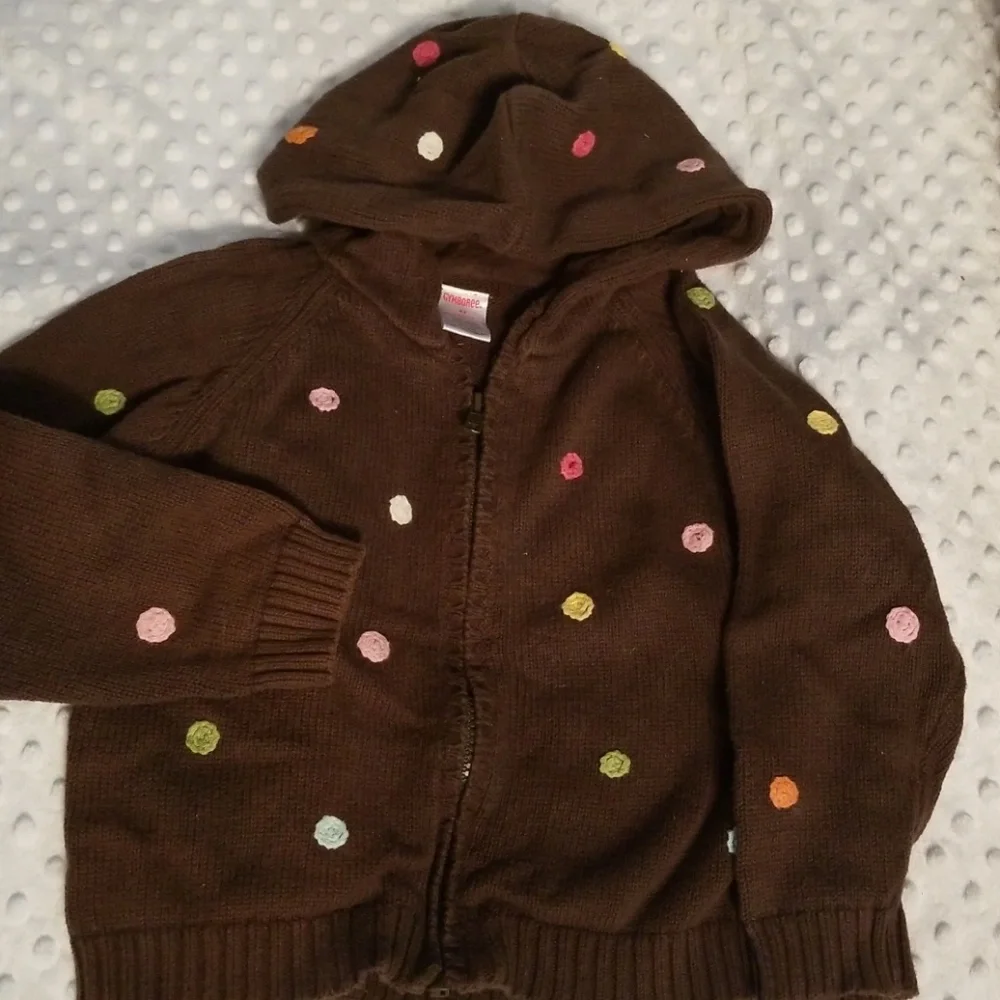 Girls gymboree sweater jacket hoodie 4t brown